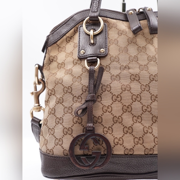 ❌️❌️SOLD ❌️❌️AD10❤️ Gucci GG Canvas and Leather Charm Dome Satchel - Picture 2 of 16